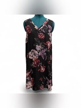 Maurices Black Midi Dress with Pink and Purple Floral Print